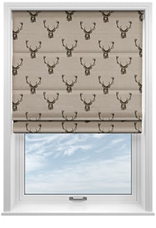 Stags, Charcoal - Twist&Fit Roman Blind
